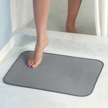 iDesign iDry Microfiber Shower and Bath Mat, Large, Pewter