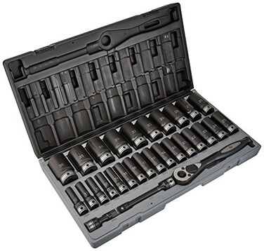 Grey Pneumatic 82629MD 1/2" Drive 6-Point Deep Length Metric Duo-Socket Set - 29 Piece