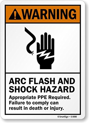 SmartSign "Warning - Arc Flash and Shock Hazard, Appropriate PPE Required" Sign10" x 14" Plastic