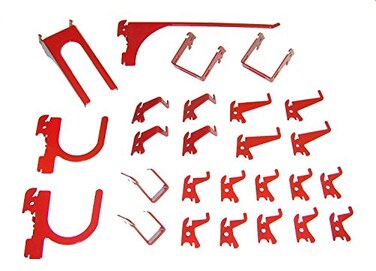 Wall Control KT-200-DLX R Slotted Storage Panel Deluxe Hook Kit, Red