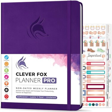 Clever Fox Planner PRO, Undated Weekly Planner, 8.5x11 Purple