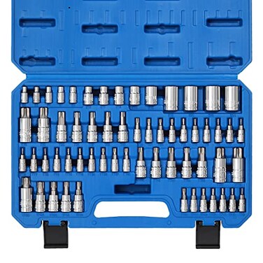 CASOMAN Master Torx Bit Socket and External Torx Socket Set, 60-Piece Set, S2 and Cr-V Steel&frac14;&OElig;E4-E24, T6-T70,TT6-TT70,TP8-TP60