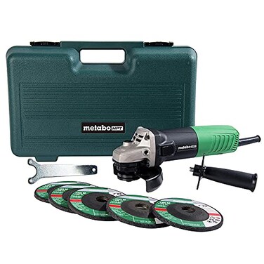 Metabo HPT 4-1/2-Inch Angle Grinder, Includes 5 Grinding WheelsHard Case, 6.2-Amp Motor, CompactLightweight, G12SR4
