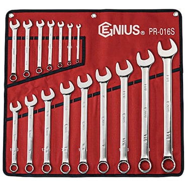 Genius Tools 16 Piece SAE Combination Wrench ,Mirror FinishPR-016S