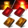 Partsam 4 Pcs,2Amber 2RedSquare LED Trailer Clearance Side Marker Light with Reflector Stud Mount 3LED, 2-4/5" Rectangular LED Truck Trailer Light Side Reflex