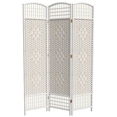Red Lantern 5 1/2 ft. Tall Fiber Weave Room Divider - White - 3 Panel