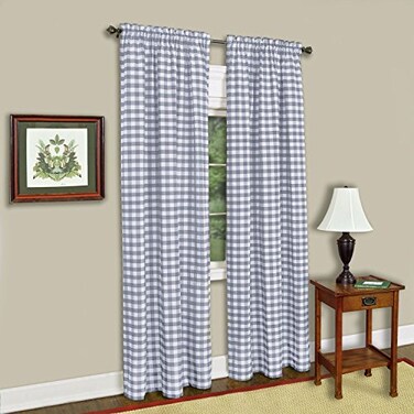 ACHIM Buffalo Check Panel Curtain, 42 x 84 in, GreyWhite Plaid