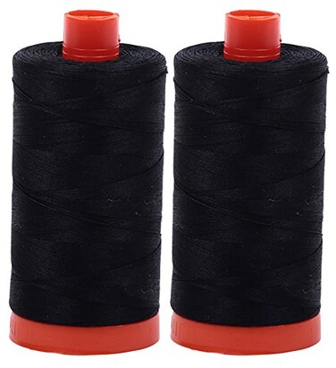 Aurifil Mako 50wt Thread 2 Large Spools: Black ,2692x2