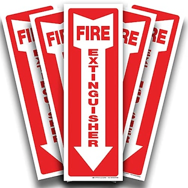 iSYFIX Fire Extinguisher Reflective Sticker Sign, 4x12, 5 Pack