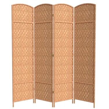 Red Lantern 7 ft. Tall Diamond Weave Room Divider - Natural - 4 Panels