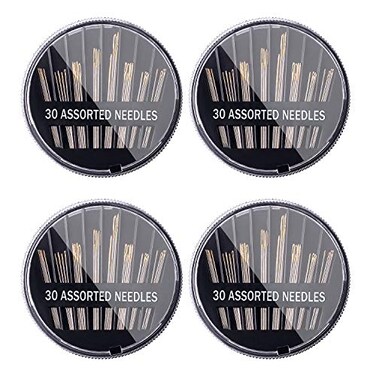 Petutu 30 Count Assorted Hand Sewing Needles Per Pack, Total 4 Pack