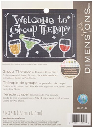 Dimensions Group Therapy Counted Cross Stitch Kit, Mini Cross Stitch, 5 x 7
