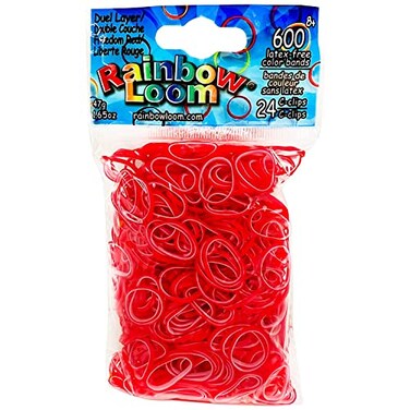 Rainbow LoomDual Layer Collection: Freedom Red Rubber Bands with 24 C-Clips ,600 Count