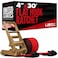 US Cargo Control Flat Hook Ratchet Strap 4 x 30, 5,400 LBS Working Load Limit, Red 4 Inch Ratchet Strap with Black Flat Hook, Professional 4 Inch Strap for Flatbed Trailers