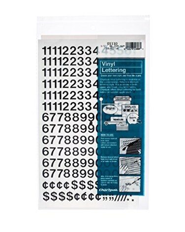 Chartpak Self-Adhesive Vinyl Numbers, 1/2 Inch High, Black, 210 per Pack ,01110