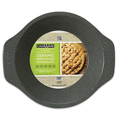 casaWare Ceramic Coated NonStick 9-Inch Pie Pan ,Silver Granite