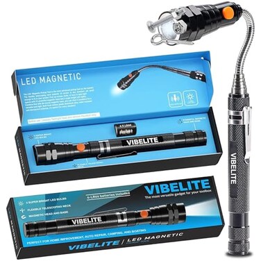 VIBELITE Extendable Magnetic Flashlight Magnet Pickup Tool, Gifts for Men