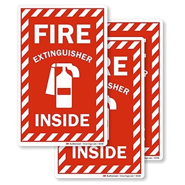 SmartSign Fire Extinguisher Inside Label4" x 6" Engineer Grade Reflective, Pack of 3