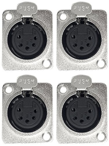 CESS 5 Pin XLR Female Socket Connector Panel/Chassis Mount ,4 Pack