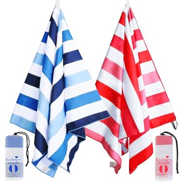 Exclusivo Mezcla 2 Pack Microfiber Quick Dry Large Beach Pool Towels