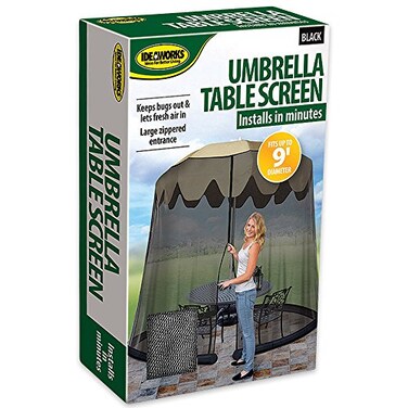 Ideaworks JB5678 Outdoor 9-Foot Umbrella Table Screen, Black