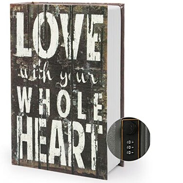 PACOLO Diversion Book Safe Storage Box ,9.5"6"2.2", Dictionary Secret Safe Can with Security Combination Lock, Diversion Book Hidden Safe ,Love,Combination