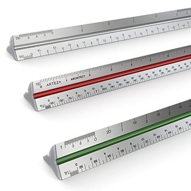ARTEZA Architectural Scale Ruler, 12-Inch Triangular Anodized Aluminum