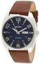 Seiko Automatic Self Wind Brown Leather Strap Blue Dial Men's Watch SNKN37
