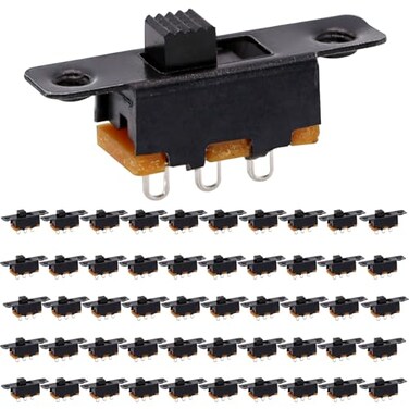DIYhz Slide Switch Panel Mount 3 Solder Lug Pin ON/Off 2 Position 50Pcs