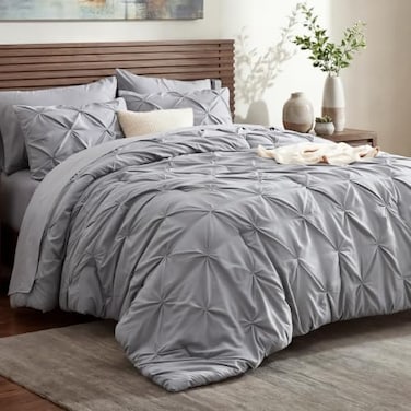 Bedsure 7-Piece King Size Comforter SetSheets, Grey King Bedding