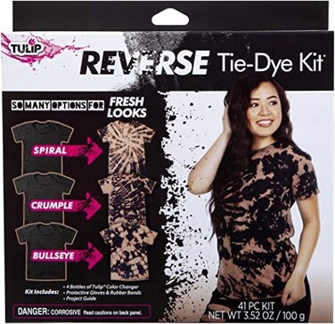 Tulip One-Step Tie-Dye Kit, Reverse Tie Dye Technique for Designs on Dark or Black Fabrics, 41 Piece Kit
