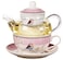 Jusalpha Tea for one Glass Teapot with Infuser and Cup Set, Pink