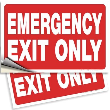 iSYFIX Emergency Exit Only Signs Stickers, 10x7 Inch, 2 Pack