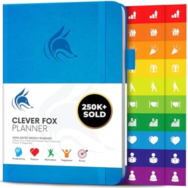 Clever Fox Weekly Planner Undated, MonthlyDaily Notebook, Blue