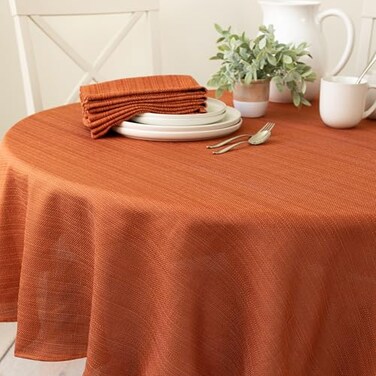 Benson Mills Textured Tablecloth ,Cameron Bison 70" Round