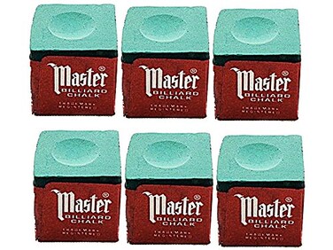Master Half Dozen Green Pool Cue Chalk ,6 Pieces