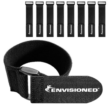 ENVISIONED Velour Cinch Straps 1" x 30" - 8 Pack, Soft Touch Microfiber Reusable Hook and Loop