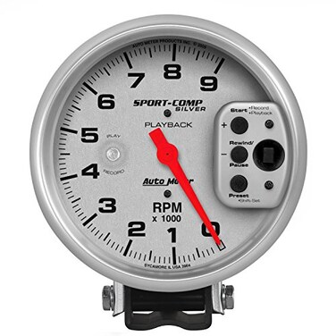 AUTO METER 3964 Sport-Comp Silver Playback Tachometer
