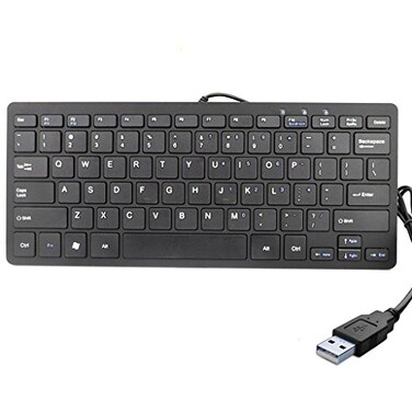 iKKEGOL USB Mini Slim Wired 78 Key Small Super Thin Compact Keyboard for Desktop Laptop PC Win 7 Mac ,Black