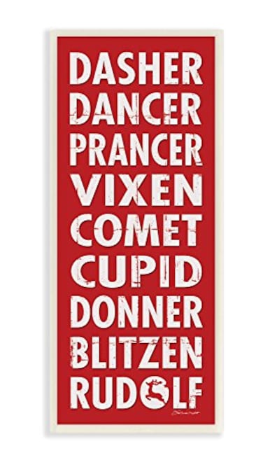 Stupell Industries Reindeer Names Typography'Wall Plaque Art