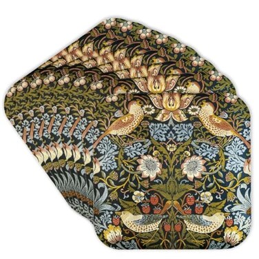 3dRose CST2193902 William Morris Strawberry Thief Pattern Soft Coasters ,Set of 8
