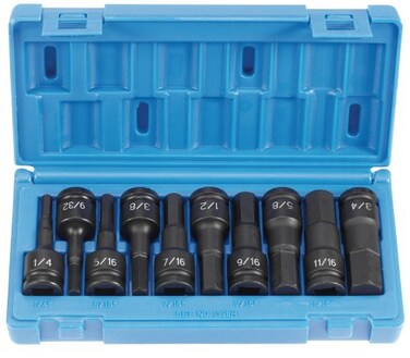 Grey Pneumatic ,1398H1/2" Drive 10-Piece Hex Driver Socket Set