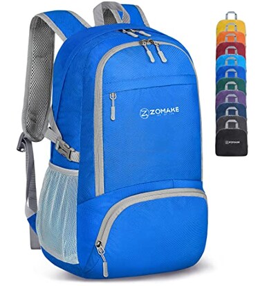 ZOMAKE Lightweight Packable Backpack 30L, Foldable Hiking Backpacks Water Resistant Compact Folding Daypack for Travel,Dark Blue