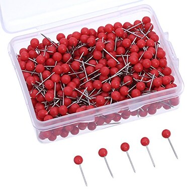WILLBOND 500 Pcs Map Push Pins Round Thumb Tack,Red