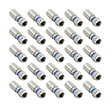 PASOW Compression RG6 F Connector Coax Coaxial Adapter Plug for SatelliteCable TV ,25 Pack