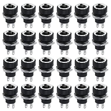 Antrader 5.5x2.1mm 2 Pin DC Power Female Panel Mount Jack Socket Connector
