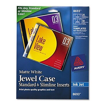 Avery Jewel Case Insert - Matte - 40 / Pack - White