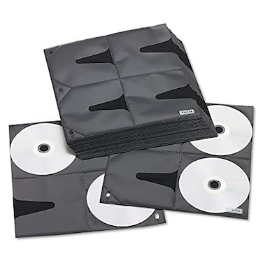 Vaultz CD Binder Pages, 8 CD Capacity per Sheet, 25 Sheets per Box, Clear and Black ,VZ01401