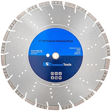 EDiamondTools 16" All Purpose Diamond Saw Blade for Concrete Asphalt 1" Arbor