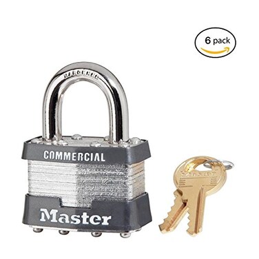 Master Lock 6 Pack 1KA-2006 1-3/4" Wide Keyed Alike Commercial Grade Laminated Padlock with 15/16" Shackle Height - Keyed to 2006 Key Code